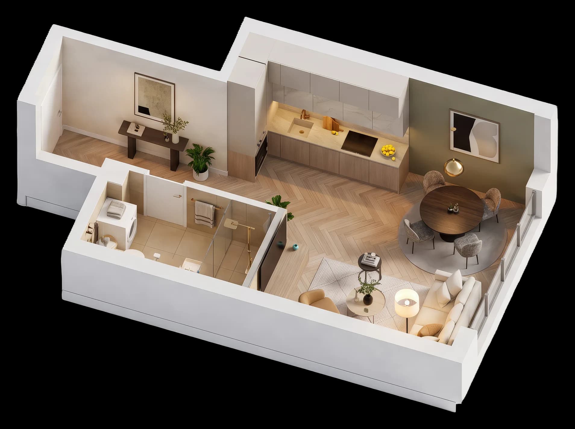 Jednosoban — 3D osnova